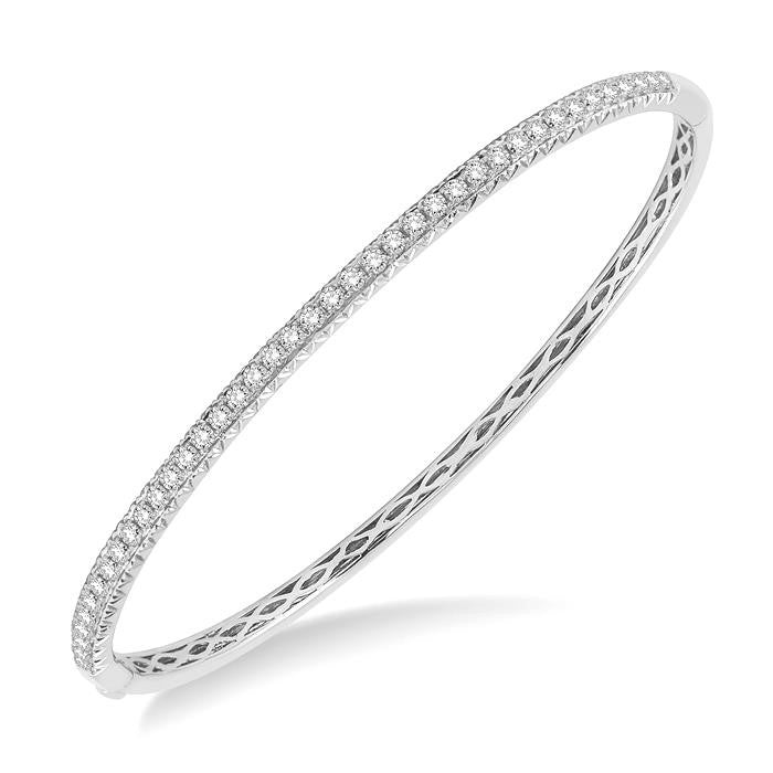 1 Ctw Round Cut Diamond Stackable Bangle in 14K White Gold