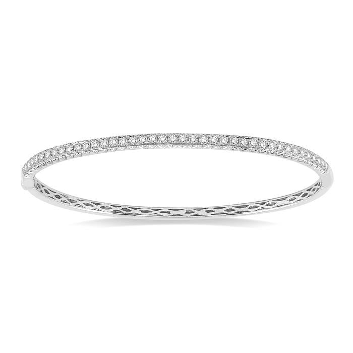 1 Ctw Round Cut Diamond Stackable Bangle in 14K White Gold