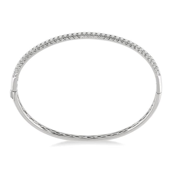 1 Ctw Round Cut Diamond Stackable Bangle in 14K White Gold