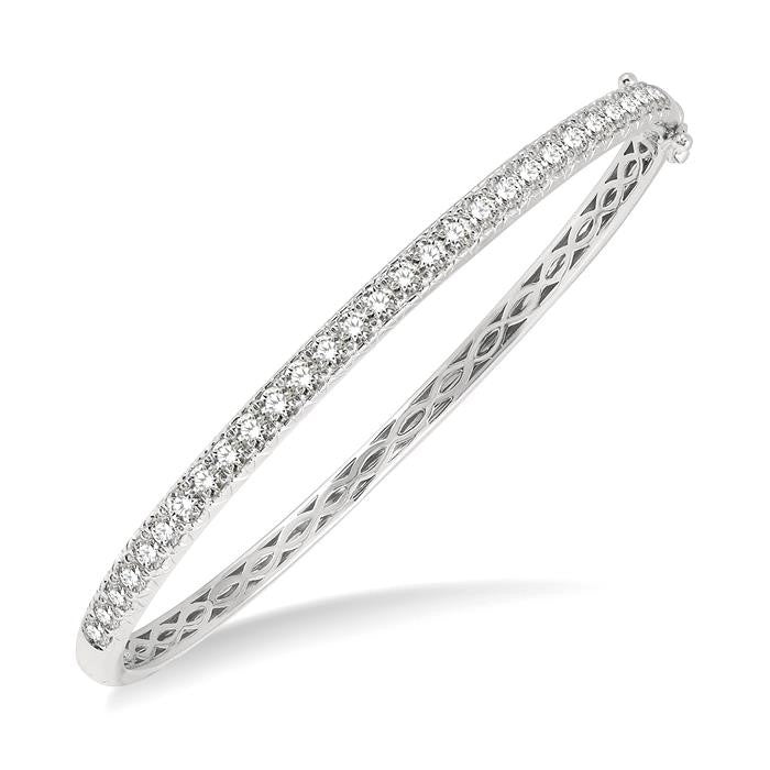 2 Ctw Round Cut Diamond Bangle in 14K White Gold