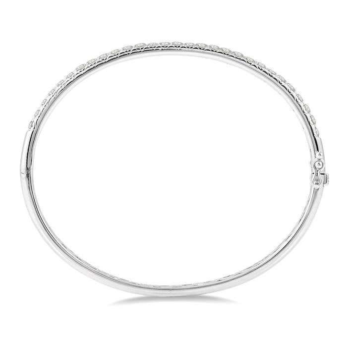 2 Ctw Round Cut Diamond Bangle in 14K White Gold