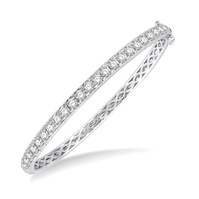 3 Ctw Round Cut Diamond Bangle in 14K White Gold