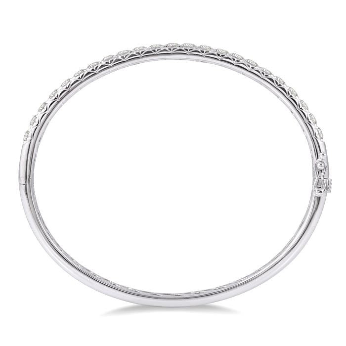 3 Ctw Round Cut Diamond Bangle in 14K White Gold