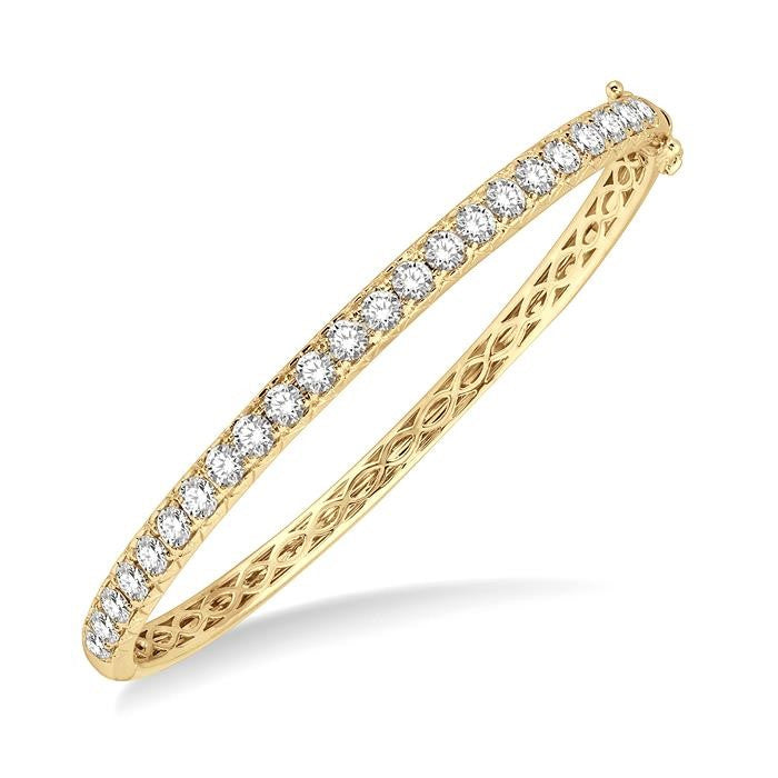 3 Ctw Round Cut Diamond Bangle in 14K Yellow Gold