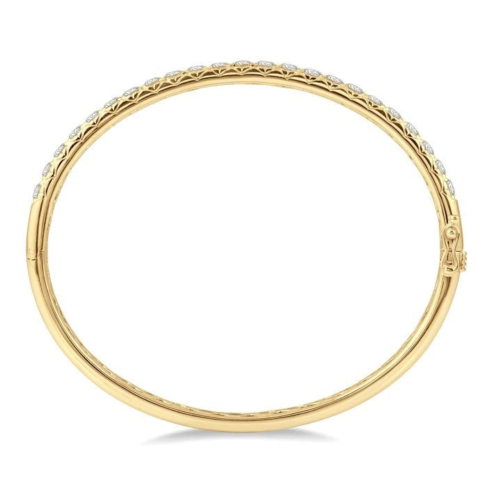 3 Ctw Round Cut Diamond Bangle in 14K Yellow Gold