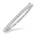 4 Ctw Round Cut Diamond Bangle in 14K White Gold