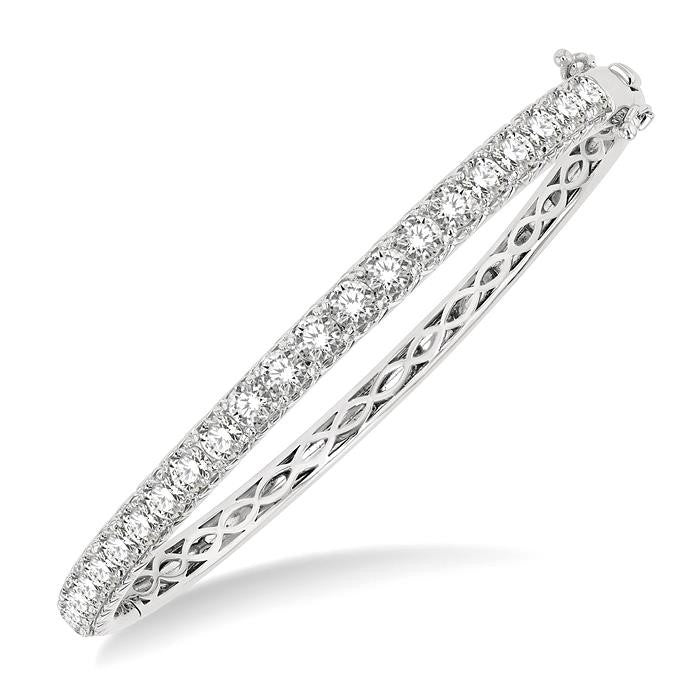 4 Ctw Round Cut Diamond Bangle in 14K White Gold