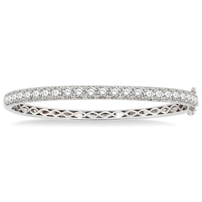 4 Ctw Round Cut Diamond Bangle in 14K White Gold