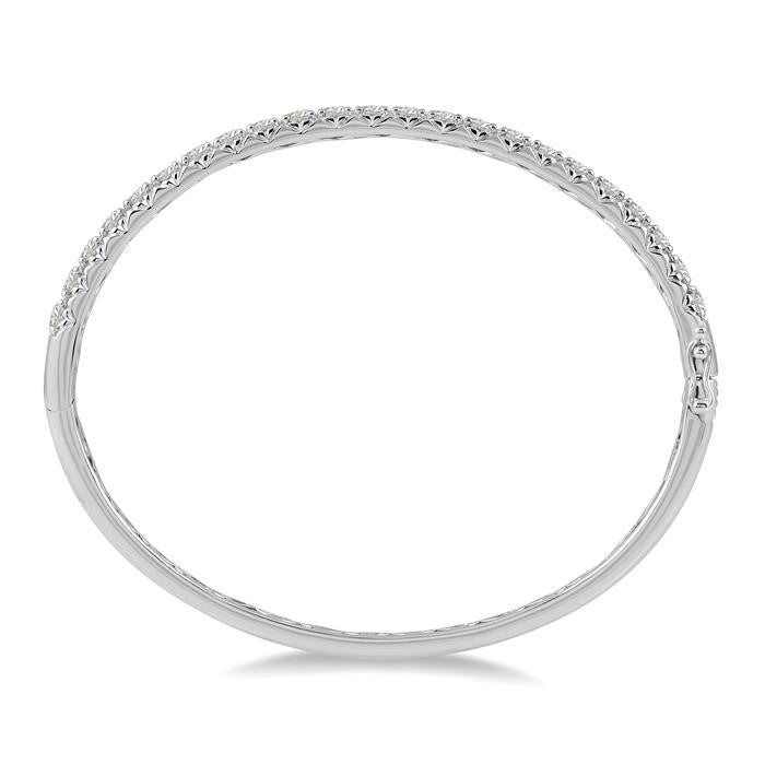 4 Ctw Round Cut Diamond Bangle in 14K White Gold