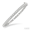 4 Ctw Round Cut Diamond Bangle in 14K White Gold
