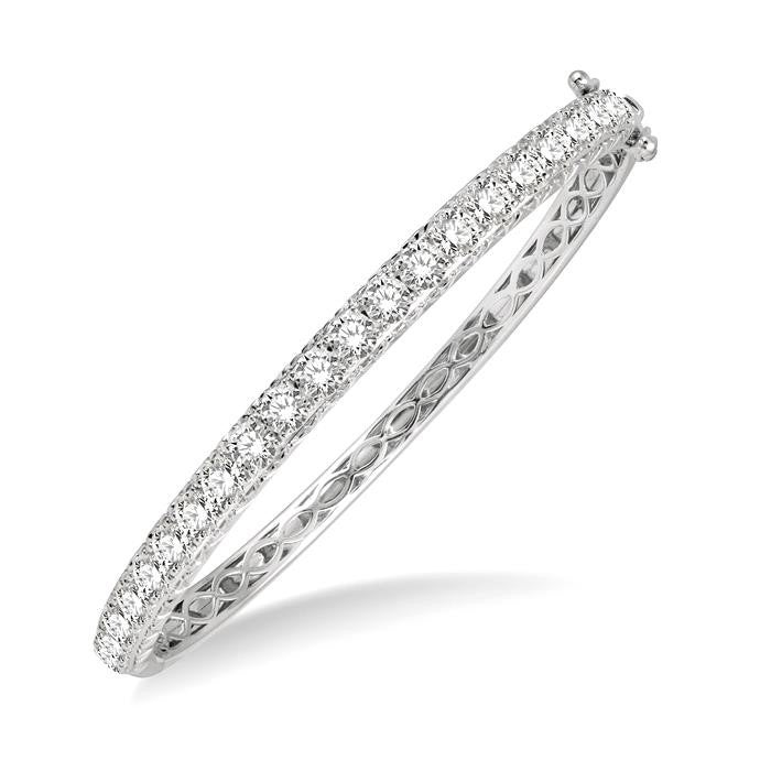 5 Ctw Round Cut Diamond Bangle in 14K White Gold