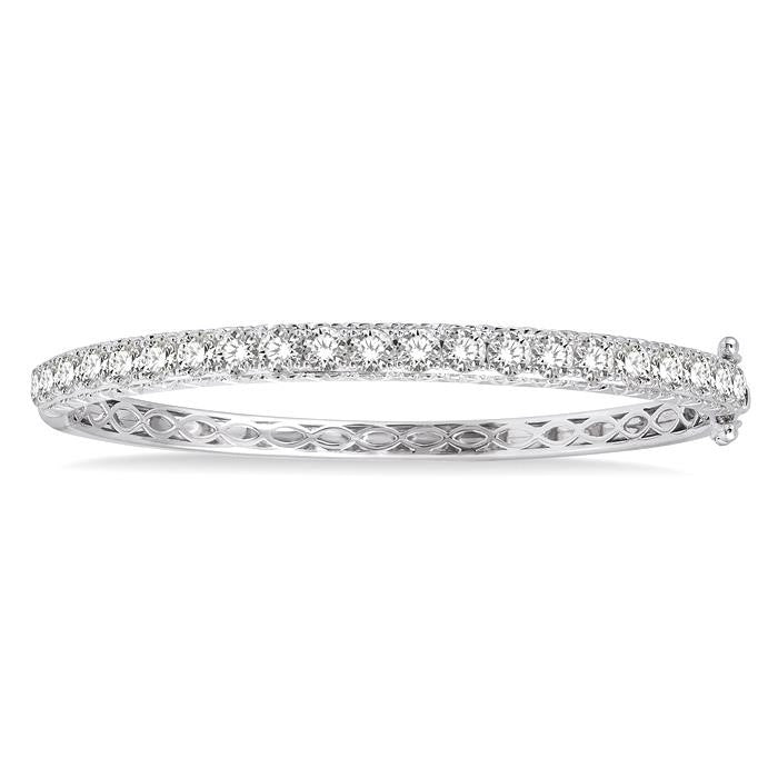5 Ctw Round Cut Diamond Bangle in 14K White Gold