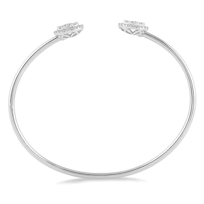 5/8 Ctw Oval Shape Shine Bright Open Cuff Diamond Bangle in 14K White Gold