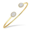 5/8 Ctw Oval Shape Shine Bright Open Cuff Diamond Bangle in 14K Yellow and White Gold