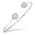 Stackable Oval Shape Halo Shine Bright Essential Diamond Open Cuff Bangle