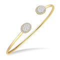 Stackable Oval Shape Halo Shine Bright Essential Diamond Open Cuff Bangle