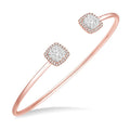 3/4 Ctw Cushion Shape Shine Bright Open Cuff Diamond Bangle in 14K Rose and White Gold