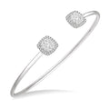 3/4 Ctw Cushion Shape Shine Bright Open Cuff Diamond Bangle in 14K White Gold
