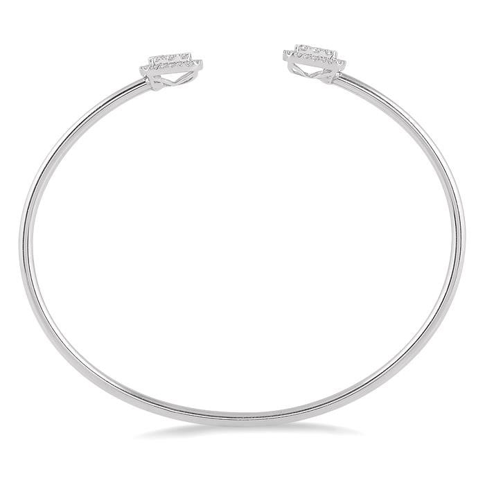 3/4 Ctw Cushion Shape Shine Bright Open Cuff Diamond Bangle in 14K White Gold