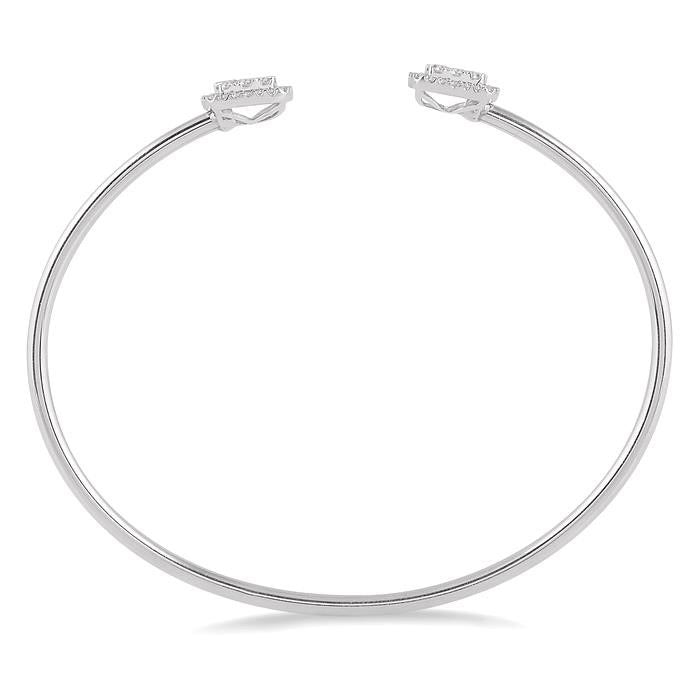 Stackable Cushion Shape Halo Shine Bright Essential Diamond Open Cuff Bangle