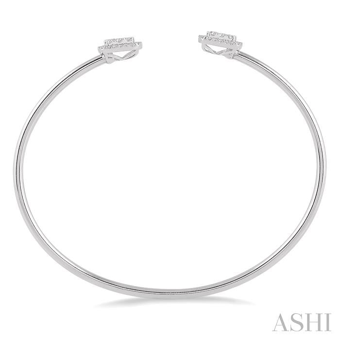 3/4 Ctw Cushion Shape Shine Bright Open Cuff Diamond Bangle in 14K White Gold