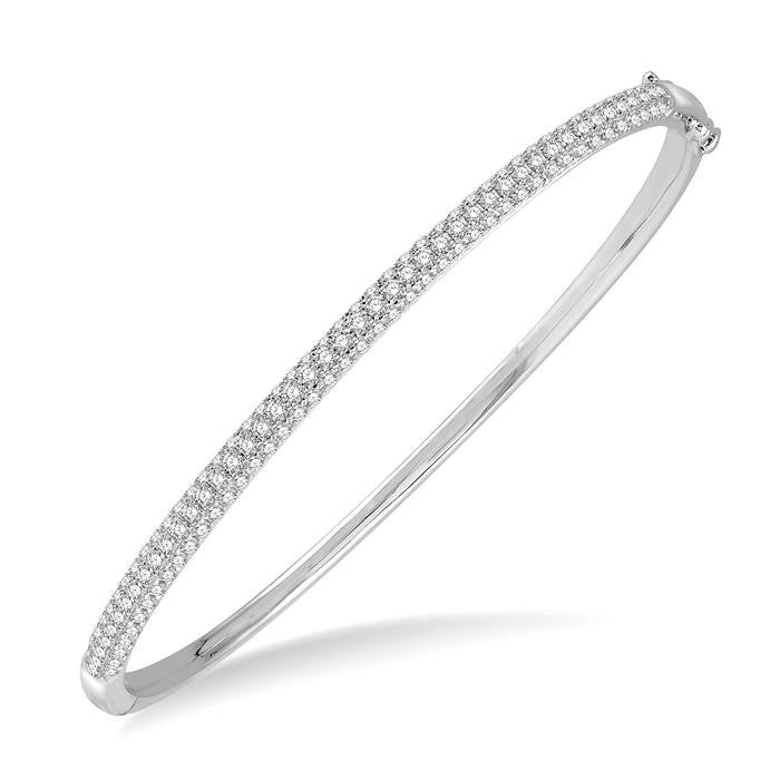 1 1/2 Ctw Round Cut Diamond Stackable Bangle in 14K White Gold