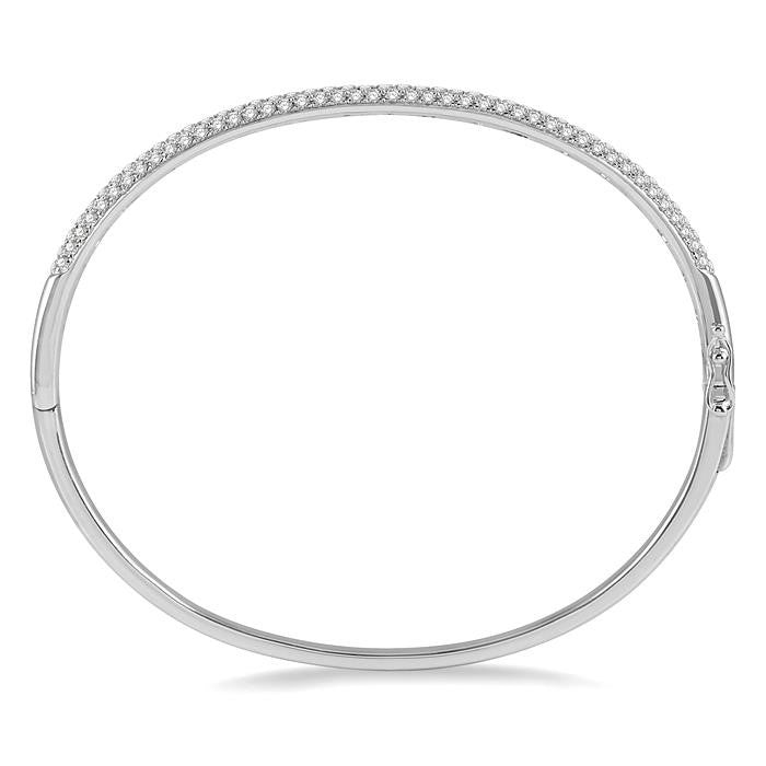 1 1/2 Ctw Round Cut Diamond Stackable Bangle in 14K White Gold