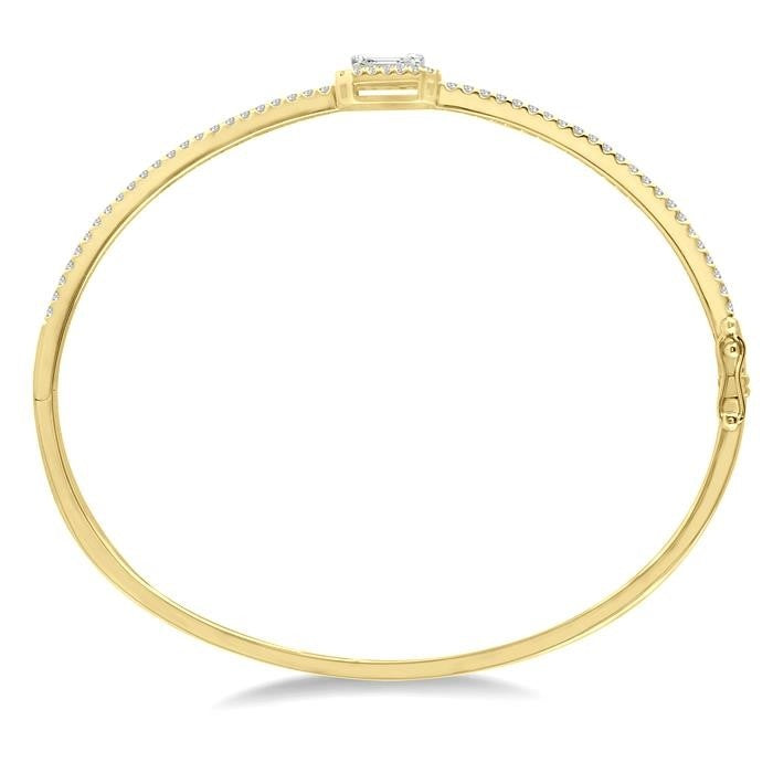 Emerald Shape Halo Fusion Diamond Fashion Bangle