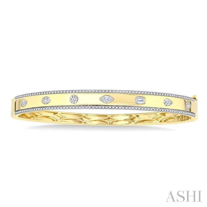 Mixed Shape Flush Bezel Set Diamond Fashion Bangle