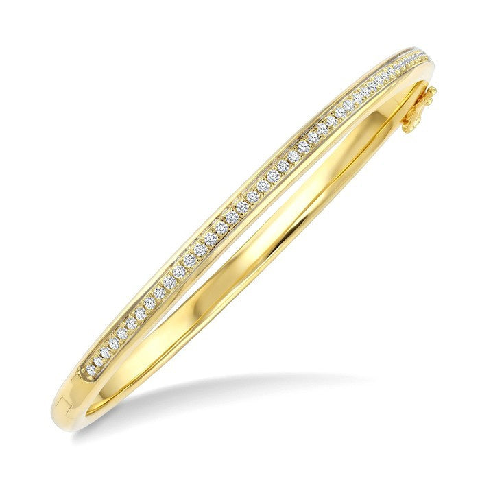3/4 Ctw Pave Set Round Cut Diamond Aeris Gold Fashion Bangle in 14K Yellow Gold