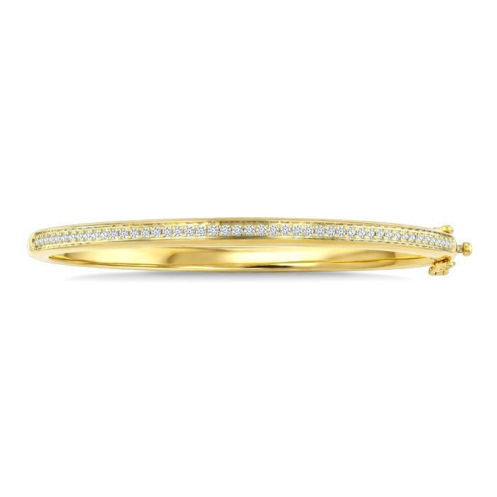 3/4 Ctw Pave Set Round Cut Diamond Aeris Gold Fashion Bangle in 14K Yellow Gold