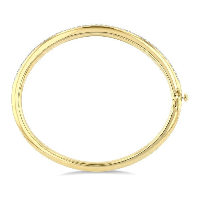 3/4 Ctw Pave Set Round Cut Diamond Aeris Gold Fashion Bangle in 14K Yellow Gold