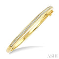 3/4 Ctw Pave Set Round Cut Diamond Aeris Gold Fashion Bangle in 14K Yellow Gold
