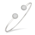 Stackable Round Shape Halo Shine Bright Essential Diamond Open Cuff Bangle