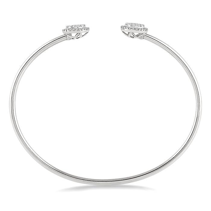 Stackable Round Shape Halo Shine Bright Essential Diamond Open Cuff Bangle