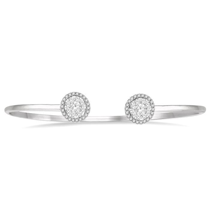 5/8 Ctw Shine Bright Round Open Cuff Diamond Bangle in 14K White Gold
