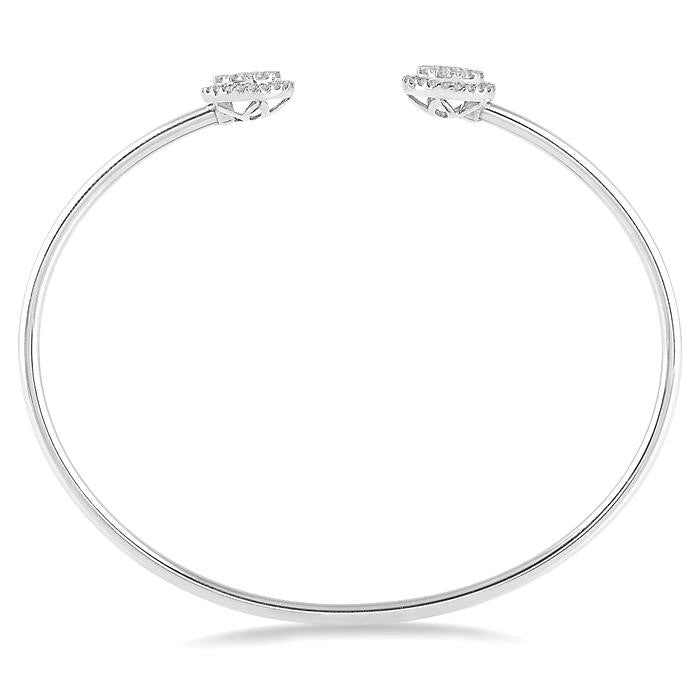 5/8 Ctw Shine Bright Round Open Cuff Diamond Bangle in 14K White Gold
