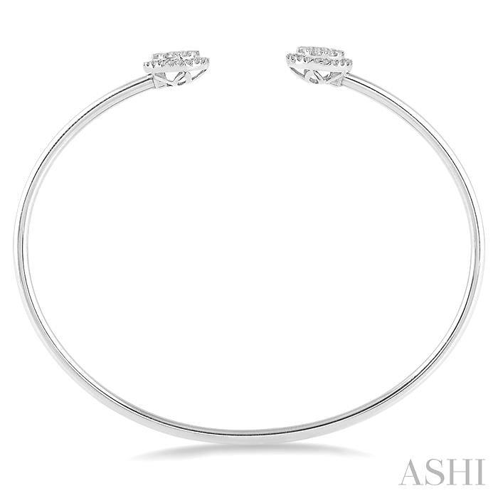 5/8 Ctw Shine Bright Round Open Cuff Diamond Bangle in 14K White Gold