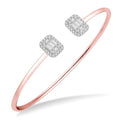5/8 Ctw Emerald Shape Shine Bright Open Cuff Diamond Bangle in 14K Rose and White Gold