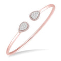5/8 Ctw Pear Shape Shine Bright Open Cuff Diamond Bangle in 14K Rose and White Gold