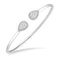5/8 Ctw Pear Shape Shine Bright Open Cuff Diamond Bangle in 14K White Gold
