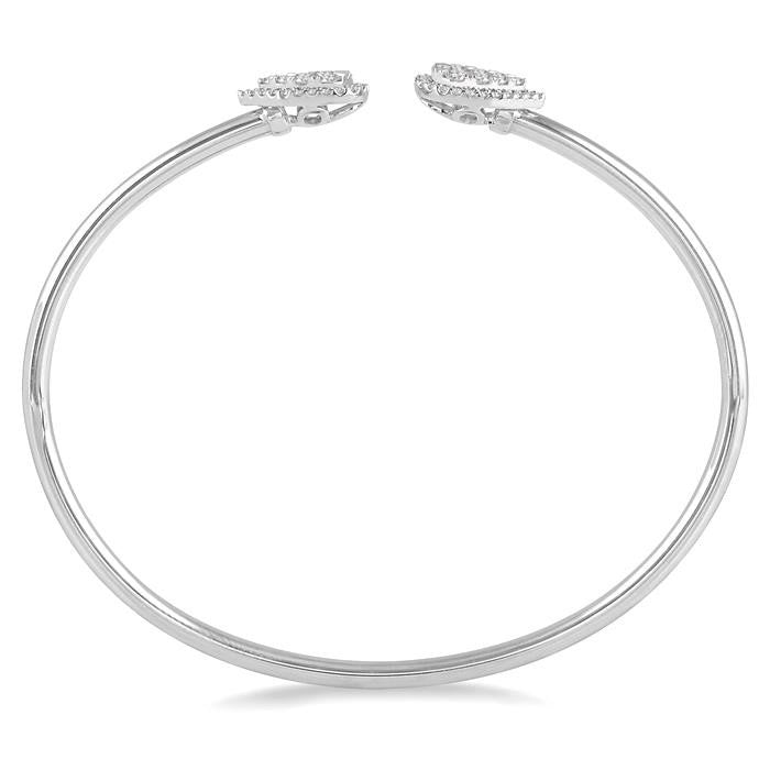 5/8 Ctw Pear Shape Shine Bright Open Cuff Diamond Bangle in 14K White Gold