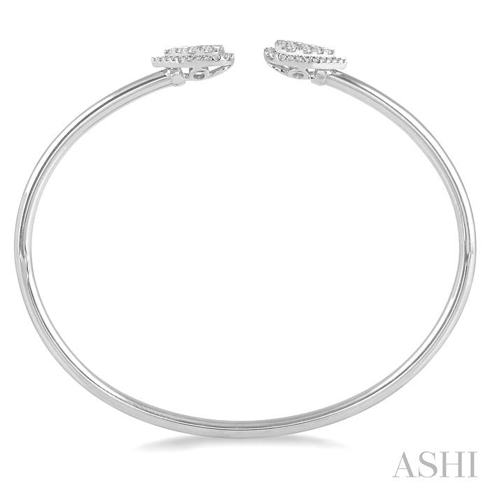 5/8 Ctw Pear Shape Shine Bright Open Cuff Diamond Bangle in 14K White Gold