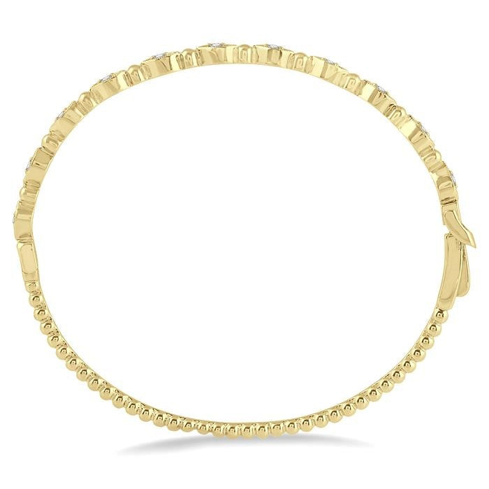 1/4 Ctw Marquise Link Round Cut Stackable Diamond Bangle in 14K Yellow Gold