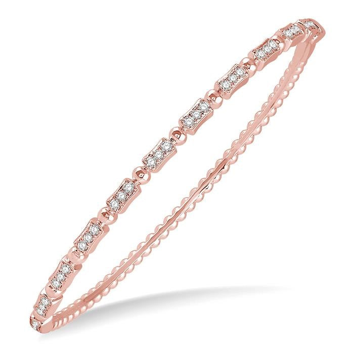 1/2 Ctw Box Link Round Cut Stackable Diamond Bangle in 14K Rose Gold