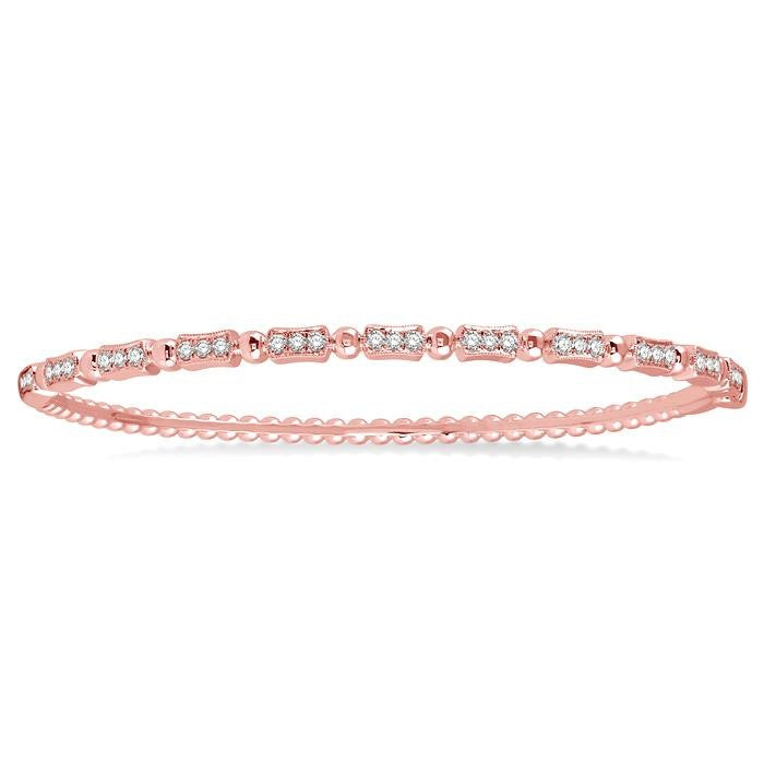 1/2 Ctw Box Link Round Cut Stackable Diamond Bangle in 14K Rose Gold