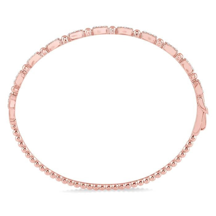 1/2 Ctw Box Link Round Cut Stackable Diamond Bangle in 14K Rose Gold