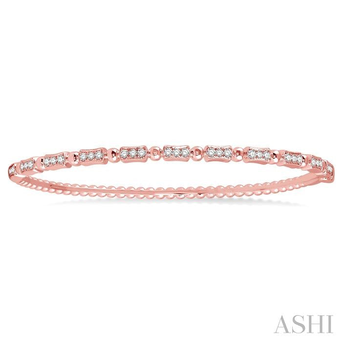 1/2 Ctw Box Link Round Cut Stackable Diamond Bangle in 14K Rose Gold