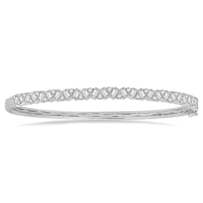 Stackable Scatter Zig-Zag Baguette Diamond Fashion Bangle