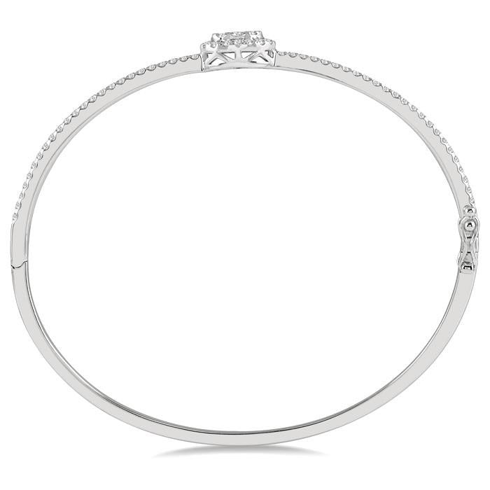 Stackable Oval Shape Halo Shine Bright Essential Diamond Bangle